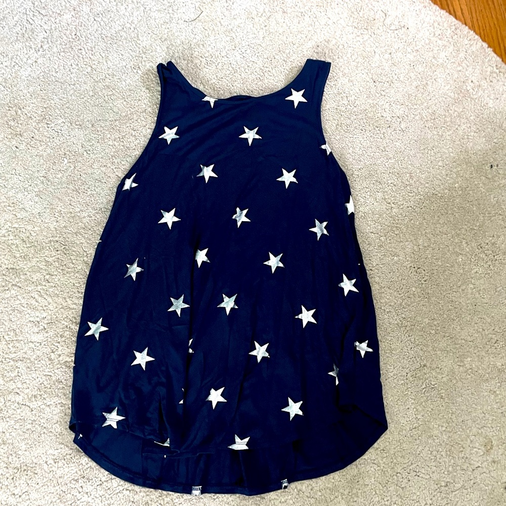 Blue tank top with silver stars size M never been worn